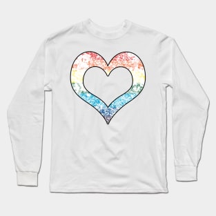 Pride Flag Distressed Heart Design Long Sleeve T-Shirt